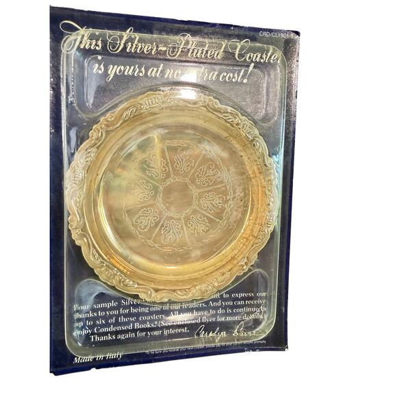 Vintage 1988 Silver Plated Coaster Reader's Digest Gift Italy New in Package 4" - Picture 3 of 5